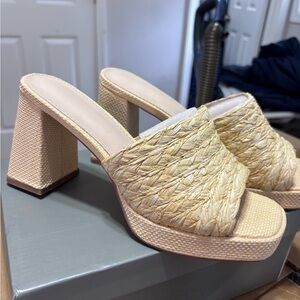 Elegant Tan Woven Women's Heels